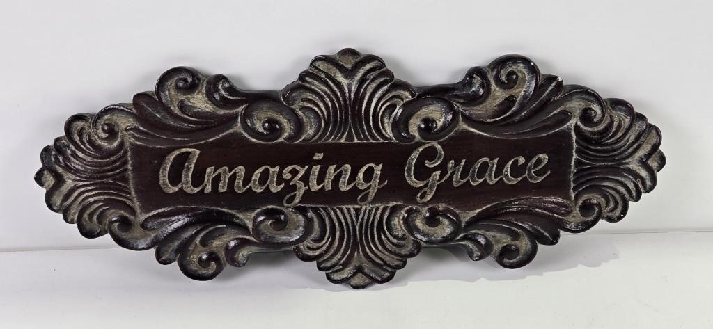 16-3/4" X 6-3/4" Wooden "Amazing Grace" Sign