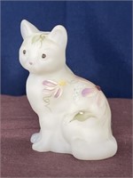 Fenton glass cat figurine hand painted