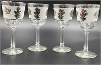 MCM Libbey Silver Leaf Goblets  (4)