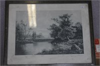 ANTIQUE PRINT "EVENINGS COOLING SHADES" BY CHWALA