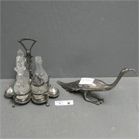 Bird Sculpture - Silver Plated Cruet Set