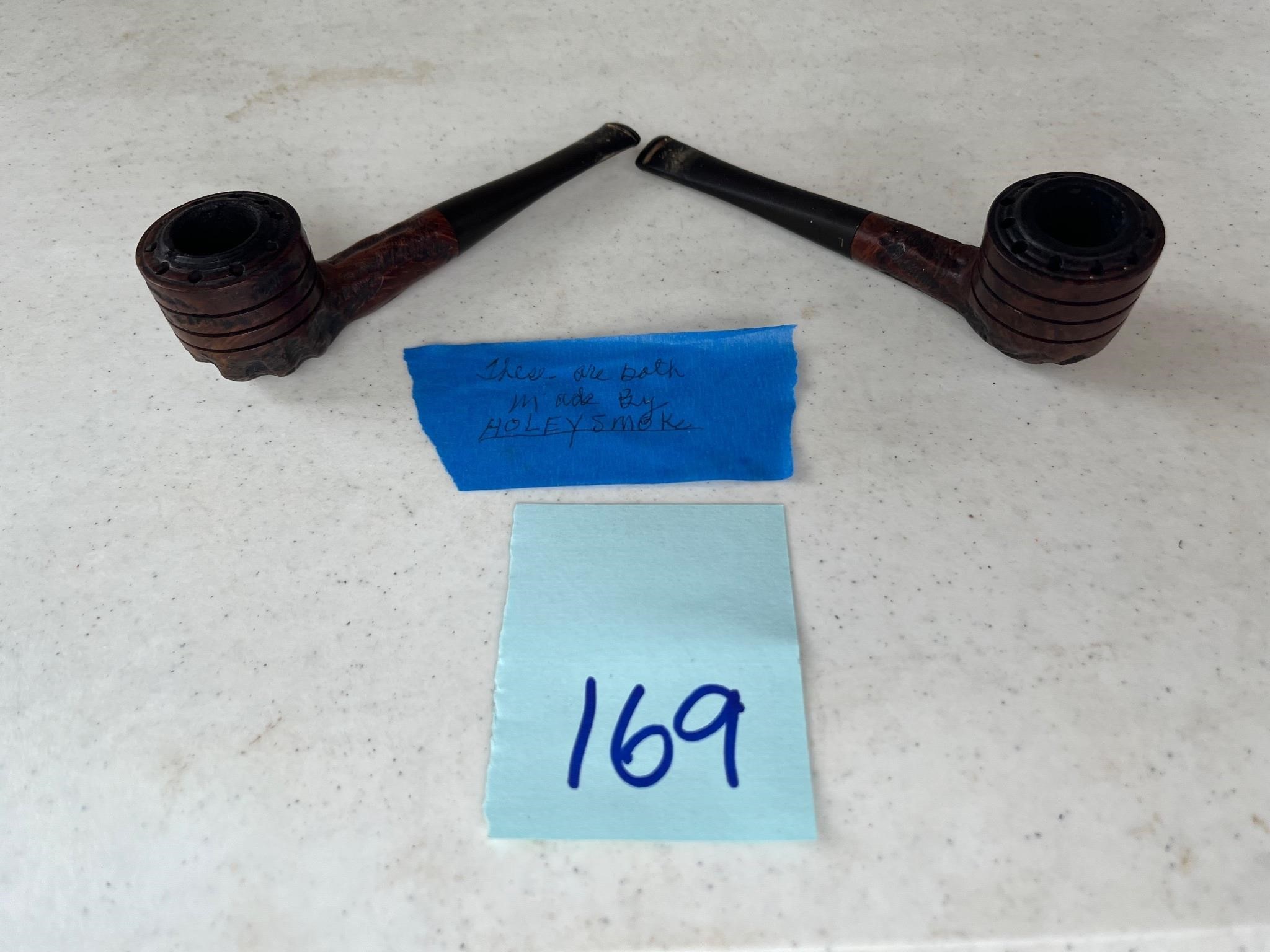 Two smoking tobacco pipes made by Holley Smoke