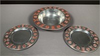 3 Asian-Style Wilton Pewter Serving Pieces