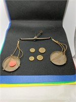 Vintage jewelers scale w/coins