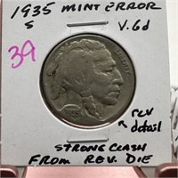 1935-S BUFFALO MIRROR STRONG CLASHED DIES