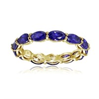 14K Yellow Gold Plated Silver Sapphire Ring