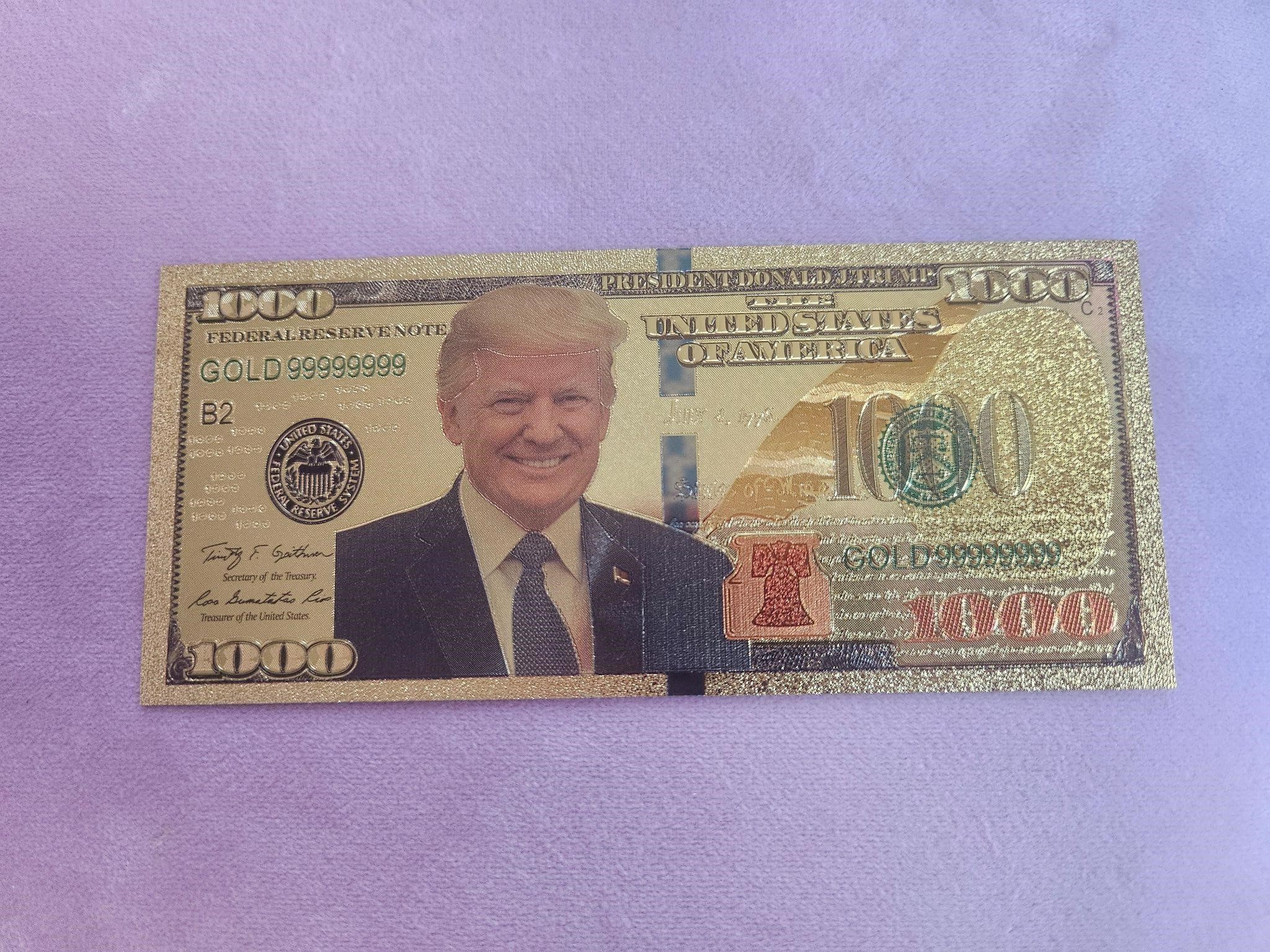 Gold Trump Collectible 1000 Dollar Bill
