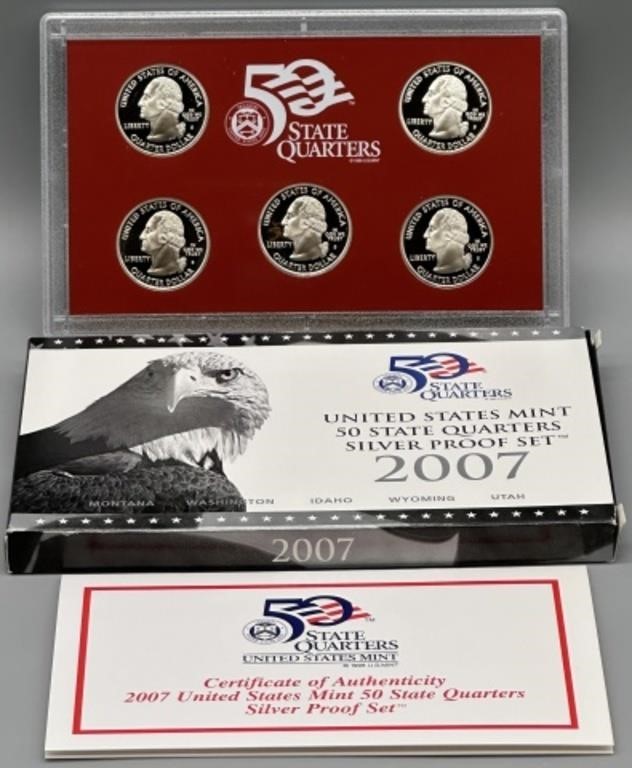 U.S. Mint 50 State Quarters 2007 Silver Set w/COA