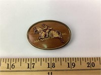 Vintage wood & metal equestrian horse & jockey