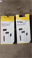 2 PAIR OF STEREO EARBUDS