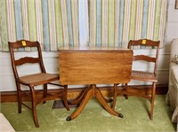 Drop Leaf Table with 2 Cane Bottom Chairs