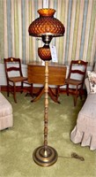 Wood and Amber Floor Lamp
