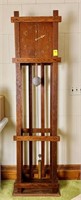Mission Oak Style Grandmother Clock w/Pendulum &