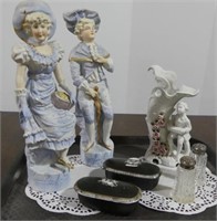 12" BISQUE FIGURES, ROYAL BAYREUTH DISHES, ETC.