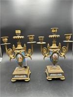 PR OF PORCELAIN AND BRONZE FRENCH CANDELABRAS