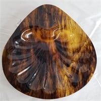 Vintage tortoise shell glass candy dish
