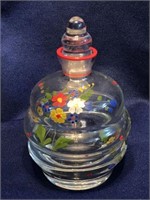 Art Deco Floral Enameled Glass Perfume Bottle