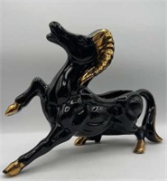 Early Black and Gold Horse Planter