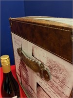 Leather Bound Trunk, Lift Top with Carry Handles,