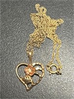 10k. Gold Heart Pendant & 1/20 14k.g.f 18in