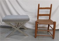 CHILD LADDER BACK CHAIR AND STOOL