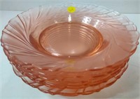 8pc Vintage French Vereco Pink Glass Plates