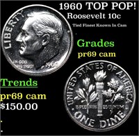 Proof 1960 Roosevelt Dime TOP POP! 10c Graded pr69