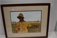 Farmer in Field Local Artist Framed Painting