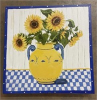 Sunflowers in Yellow Pitcher on Canvas
