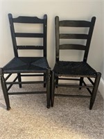 Ladder Back Chairs with Woven Seats
