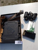 Gun Box, Binoculars, 8 Rounds of Ammo &