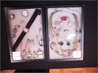 Two containers of costume jewelry: Sarah