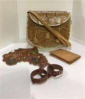 Leather lot includes a faux snakeskin leather