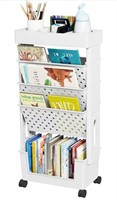 5-Tier Mobile Bookshelf Rolling Bookcase