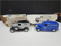 2 Diecast Advertising Bank Trucks Boxes Dirty