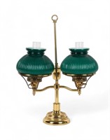 Brass Student Lamp w/ Green Shades
