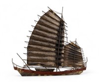 Large Brass &Copper Junk Ship Art (C. Jere)