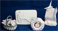 4 Lladro Collector Society Figurines, Clock +