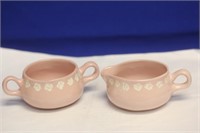 Set of 2 Cream and Sugar Ceramic Container