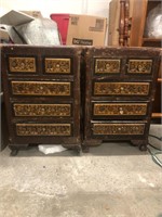 2 vintage carved Multi Drawer In Tables