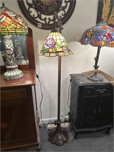 Floral design stained glass floor lamp