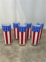 Vintage American flag cocktail glasses, set of 6