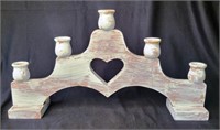 Wooden Candle Holder Centerpiece Holds 5