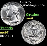 1967-p Washington Quarter 25c Grades GEM++ Unc