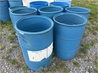 (8) 55 Gallon Poly Drums