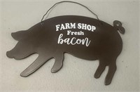 Metal Pig Farmhouse FARM SHOP Fresh Bacon Sign