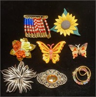 Rhinestone brooch and other pins