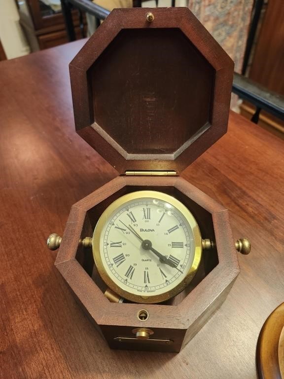 Vintage Bulova Nautical Gimballed Lidded Box Clock