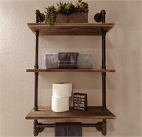 3 TIER INDUSTRIAL PIPE SHELF WITH TOWEL BAR