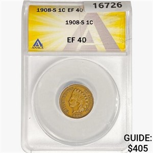 1908-S Indian Head Cent ANACS EF40